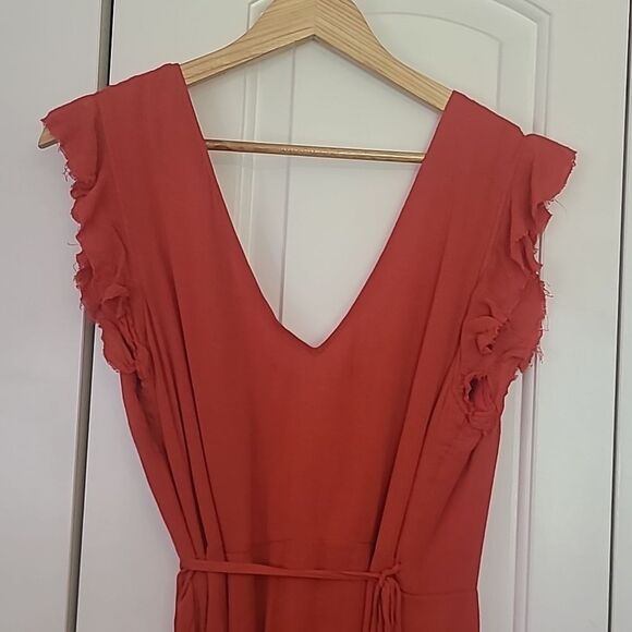 UO Kimchi Blue Ruby Wrap Dress V-Neck Ruffles Red Size L - Picture 6 of 15